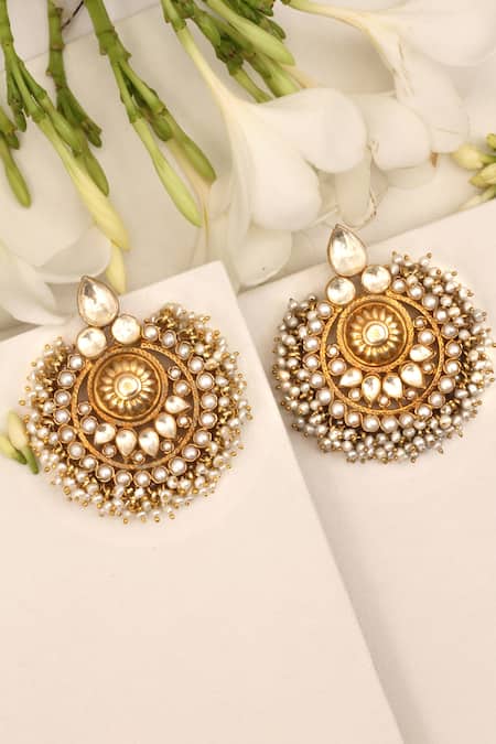 Buy_Sangeeta Boochra_Gold Plated Stones Embellished Chandbalis _Online_at_Aza_Fashions
