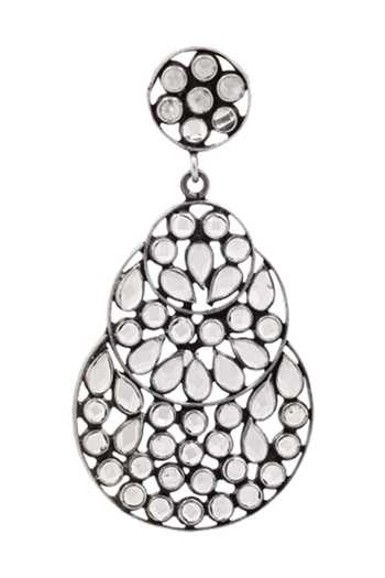Shop_Sangeeta Boochra_Silver Plated Stones Tiered Chandbalis _Online_at_Aza_Fashions