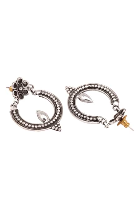 Sangeeta Boochra_Silver Plated Embroidery Handcrafted Hoops _Online_at_Aza_Fashions