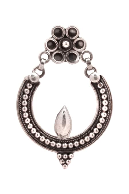 Buy_Sangeeta Boochra_Silver Plated Embroidery Handcrafted Hoops _Online_at_Aza_Fashions