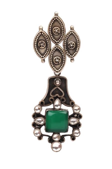 Buy_Sangeeta Boochra_Green Stones Drop Dangler Earrings _Online_at_Aza_Fashions