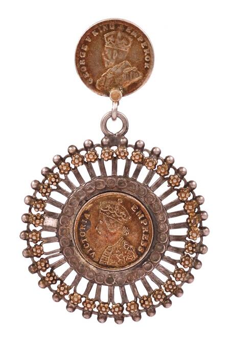 Buy Sangeeta Boochra Brown Cut Work Antique Coin Dangler Earrings Online at Aza Fashions Buy_Sangeeta Boochra_Brown Cut Work Antique Coin Dangler Earrings _Online_at_Aza_Fashions