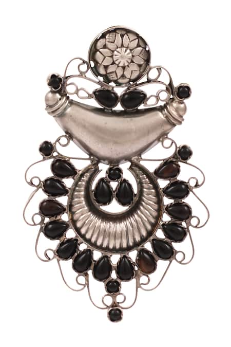 Buy_Sangeeta Boochra_Black Stones Handcrafted Chandbalis _Online_at_Aza_Fashions