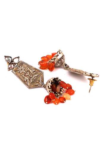 Sangeeta Boochra Silver Plated Stones Bird Carved Jhumkas Online at Aza Fashions Sangeeta Boochra_Silver Plated Stones Bird Carved Jhumkas _Online_at_Aza_Fashions