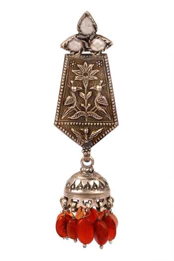 Buy Sangeeta Boochra Silver Plated Stones Bird Carved Jhumkas Online at Aza Fashions Buy_Sangeeta Boochra_Silver Plated Stones Bird Carved Jhumkas _Online_at_Aza_Fashions