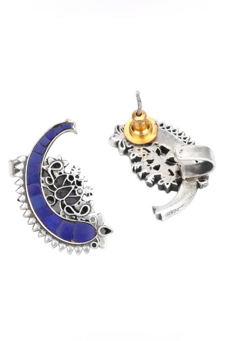 Sangeeta Boochra_Silver Plated Imitation Diamonds Cloris Studded Ear Cuffs _Online_at_Aza_Fashions