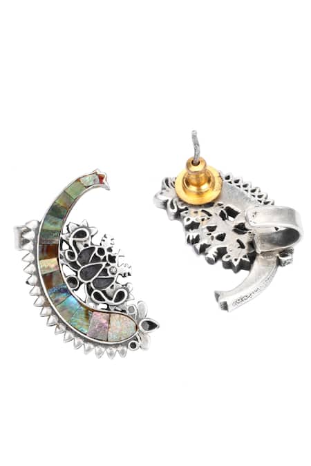 Sangeeta Boochra_Silver Plated Imitation Diamonds Melina Kundan Ear Cuffs _Online_at_Aza_Fashions