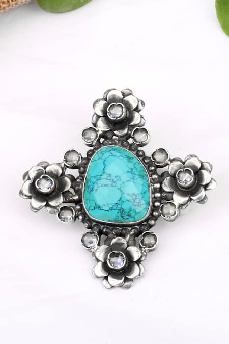 Sangeeta Boochra  Rubina Floral Carved Earrings 