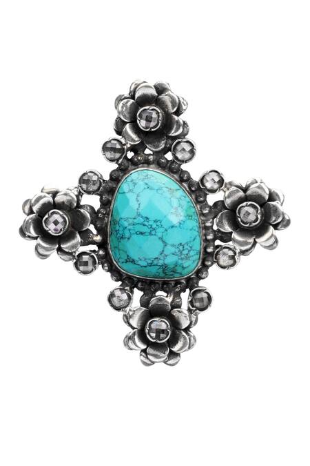 Buy Sangeeta Boochra Blue Crystals Rubina Floral Carved Earrings Online at Aza Fashions Buy_Sangeeta Boochra_Blue Crystals Rubina Floral Carved Earrings _Online_at_Aza_Fashions