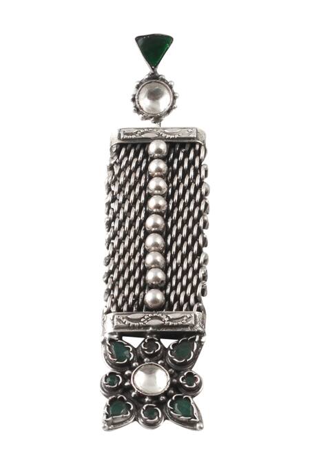 Sangeeta Boochra_Silver Plated Diamonds, Stones Handmade Kundan Danglers _Online_at_Aza_Fashions