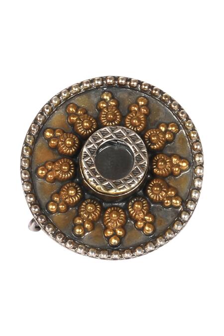 Shop_Sangeeta Boochra_Gold Plated Glitter, Stones Handmade Glass Stud Earrings _Online_at_Aza_Fashions