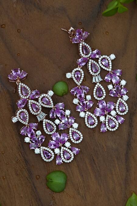 Sangeeta Boochra_Gold Plated Stone Handmade Teardrop Danglers_at_Aza_Fashions