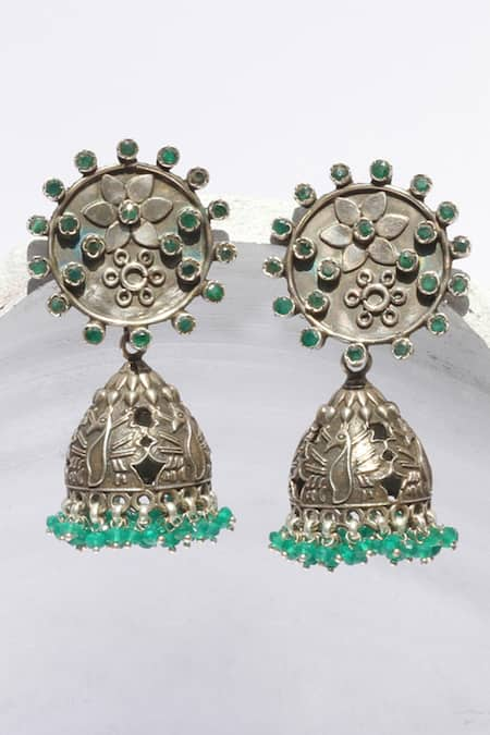 Sangeeta Boochra Handcrafted Carved Jhumkas 