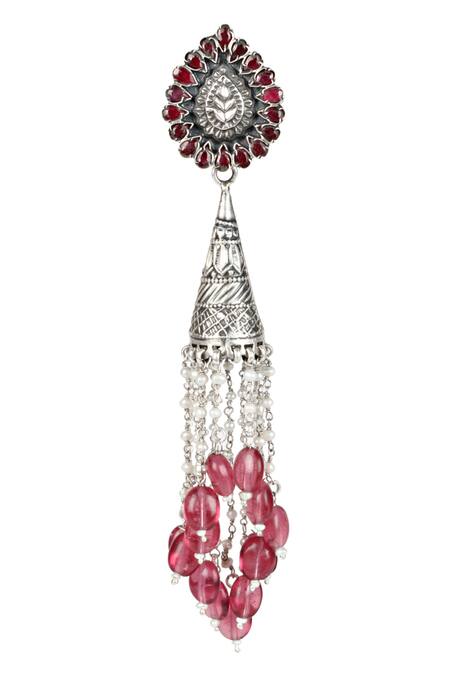 Buy_Sangeeta Boochra_Silver Plated Handcrafted Tassel Long Jhumkas _Online_at_Aza_Fashions