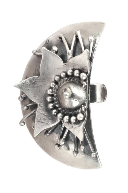 Buy_Sangeeta Boochra_Silver Plated Cut Work Carved Studs _Online_at_Aza_Fashions