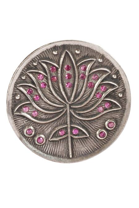 Buy_Sangeeta Boochra_Silver Plated Stones Floral Motif Studs _Online_at_Aza_Fashions