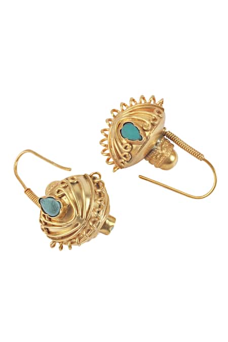 Sangeeta Boochra_Gold Plated Cut Work Carved Drops _Online_at_Aza_Fashions