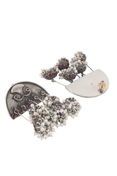Sangeeta Boochra_Silver Plated Beads Drop Dangler Earrings _Online_at_Aza_Fashions