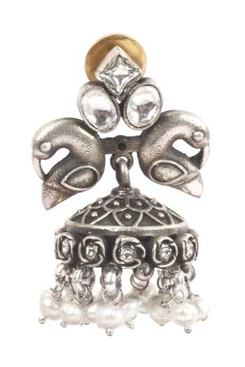 Buy_Sangeeta Boochra_Silver Plated Handcrafted Bead Drop Jhumkas _Online_at_Aza_Fashions