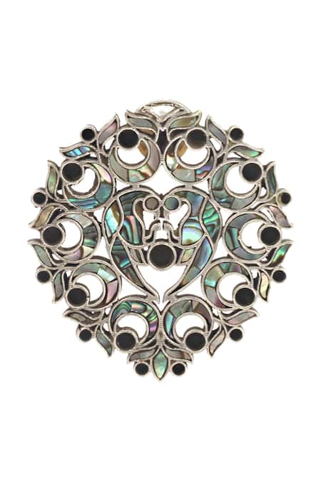 Buy_Sangeeta Boochra_Silver Plated Carved Studs _Online_at_Aza_Fashions