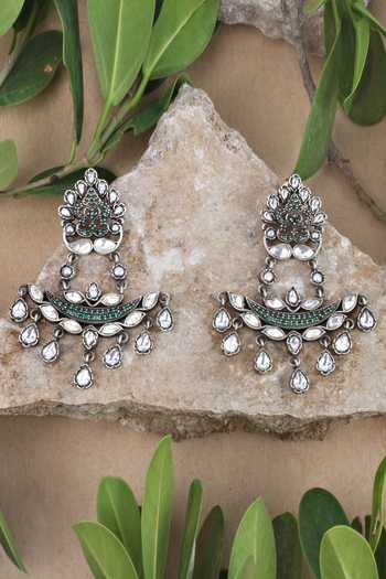 Buy Sangeeta Boochra Silver Plated Cut Work Handcrafted Dangler Earrings at Aza Fashions Buy_Sangeeta Boochra_Silver Plated Cut Work Handcrafted Dangler Earrings _at_Aza_Fashions