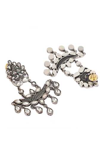 Sangeeta Boochra_Silver Plated Cut Work Handcrafted Dangler Earrings _Online_at_Aza_Fashions
