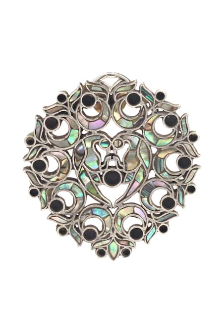 Buy_Sangeeta Boochra_Silver Plated Carved Studs _Online_at_Aza_Fashions