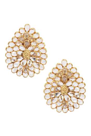 Shop Sangeeta Boochra Gold Plated Handcrafted Leaf Studs at Aza Fashions Shop_Sangeeta Boochra_Gold Plated Handcrafted Leaf Studs _at_Aza_Fashions