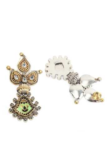 Sangeeta Boochra_Silver Plated Cut Work Handcrafted Earrings _Online_at_Aza_Fashions