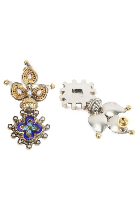 Sangeeta Boochra_Silver Plated Cut Work Handcrafted Dangler Earrings _Online_at_Aza_Fashions