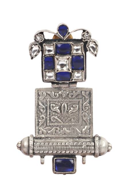 Buy_Sangeeta Boochra_Silver Plated Cut Work Geoemtric Motif Danglers _Online_at_Aza_Fashions