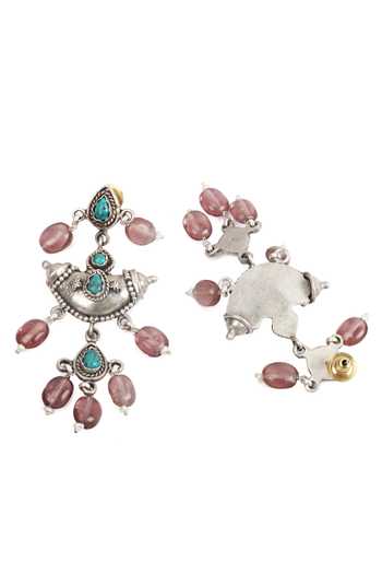 Sangeeta Boochra_Silver Plated Stones, Beads Handcrafted Dangler Earrings _Online_at_Aza_Fashions