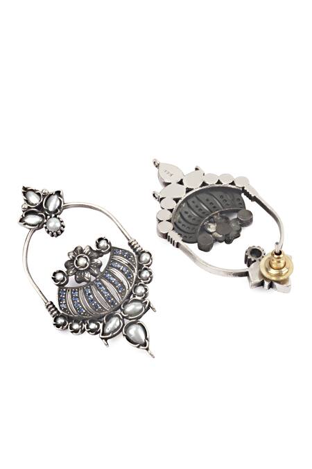Sangeeta Boochra_Silver Plated Stones Handcrafted Dangler Earrings _Online_at_Aza_Fashions