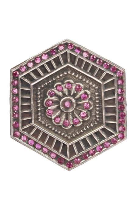 Buy_Sangeeta Boochra_Silver Plated Stones Handcrafted Stud Earrings _Online_at_Aza_Fashions