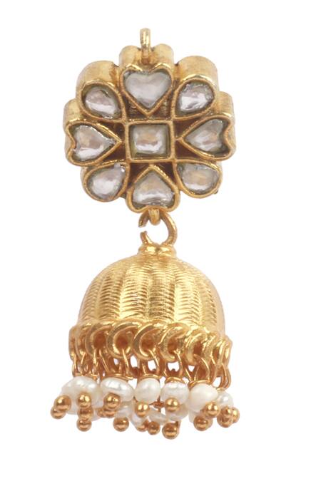 Buy_Sangeeta Boochra_Silver Plated Stones, Pearls Handcrafted Jhumkas _Online_at_Aza_Fashions