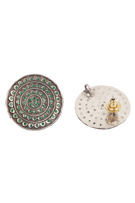 Sangeeta Boochra_Silver Plated Stones Handcrafted Stud Earrings _Online_at_Aza_Fashions