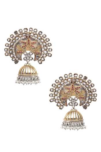 Buy Sangeeta Boochra Silver Plated Stones, Pearls Handcrafted Jhumkas at Aza Fashions Buy_Sangeeta Boochra_Silver Plated Stones, Pearls Handcrafted Jhumkas _at_Aza_Fashions