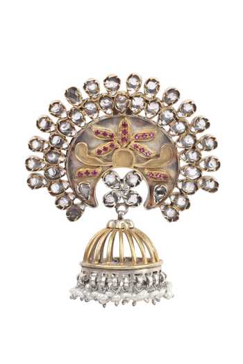 Sangeeta Boochra Silver Plated Stones, Pearls Handcrafted Jhumkas Online at Aza Fashions Sangeeta Boochra_Silver Plated Stones, Pearls Handcrafted Jhumkas _Online_at_Aza_Fashions