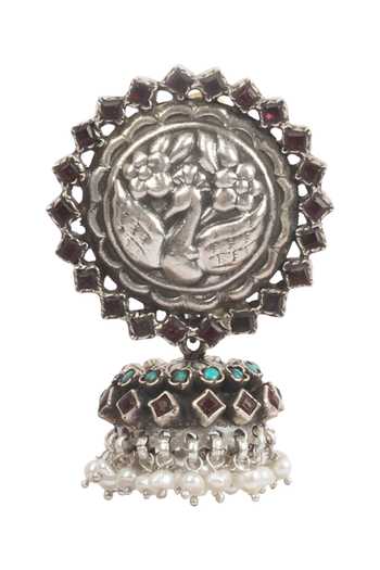 Sangeeta Boochra_Silver Plated Handcrafted Jhumkas _Online_at_Aza_Fashions