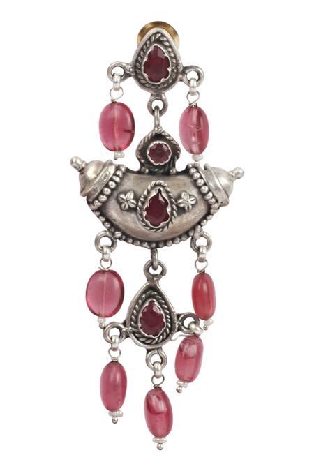 Sangeeta Boochra_Silver Plated Stones Handcrafted Dangler Earrings _Online_at_Aza_Fashions