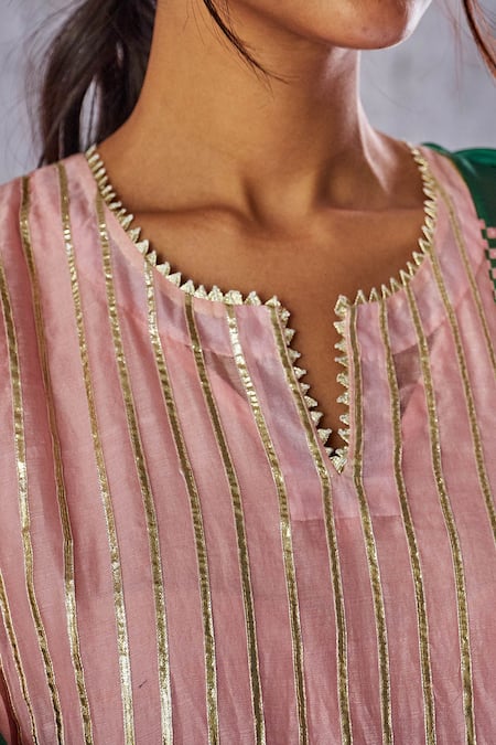 Buy_Shivani Bhargava_Pink Chanderi Anarkali _Online_at_Aza_Fashions