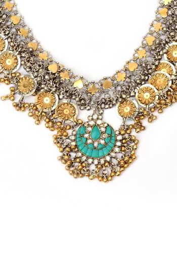 Sangeeta Boochra_Silver Plated Handcrafted Choker _Online_at_Aza_Fashions