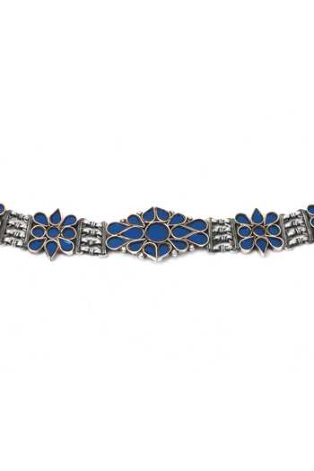 Sangeeta Boochra_Silver Plated Teardrop Motif Choker _Online_at_Aza_Fashions