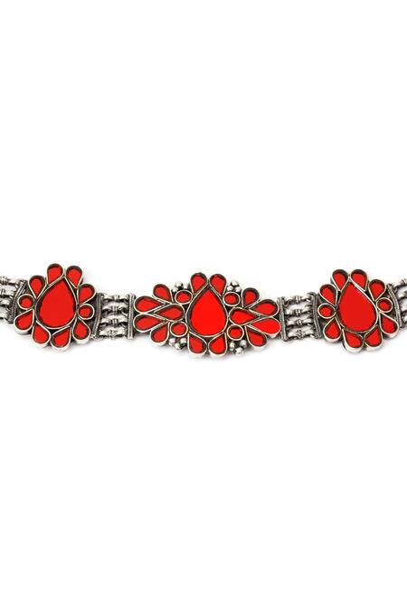 Sangeeta Boochra_Silver Plated Teardrop Motif Choker _Online_at_Aza_Fashions