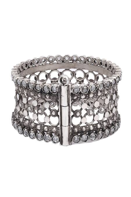 Buy Sangeeta Boochra X Payal Singhal Silver Plated Stones Rehya Handcrafted Bangle Online at Aza Fashions Buy_Sangeeta Boochra X Payal Singhal_Silver Plated Stones Rehya Handcrafted Bangle _Online_at_Aza_Fashions