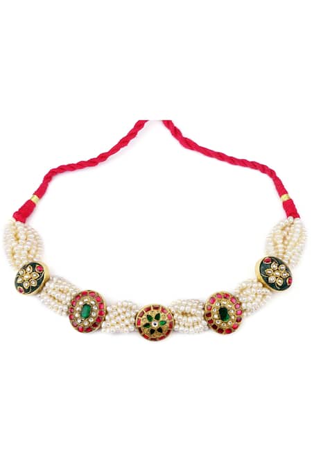 Buy_Sangeeta Boochra X Payal Singhal_Silver Plated Farah Handcrafted Choker _Online_at_Aza_Fashions