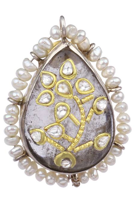 Sangeeta Boochra X Payal Singhal_Silver Plated Crystals, Stones Tahira Handcrafted Earrings _at_Aza_Fashions