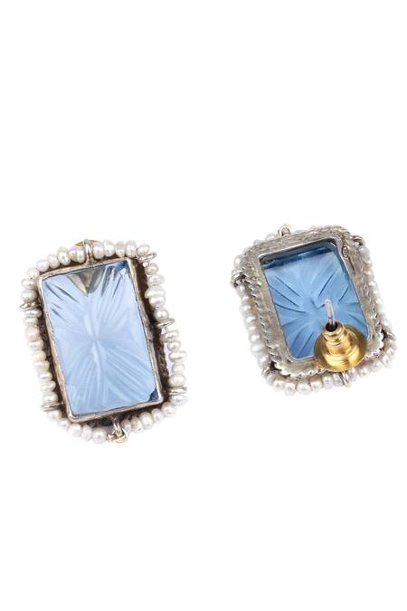 Sangeeta Boochra X Payal Singhal_Silver Plated Stones, Pearls Pakiza Handcrafted Earrings _Online_at_Aza_Fashions