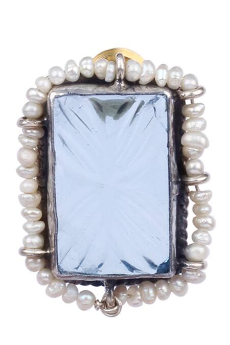 Buy_Sangeeta Boochra X Payal Singhal_Silver Plated Stones, Pearls Pakiza Handcrafted Earrings _Online_at_Aza_Fashions