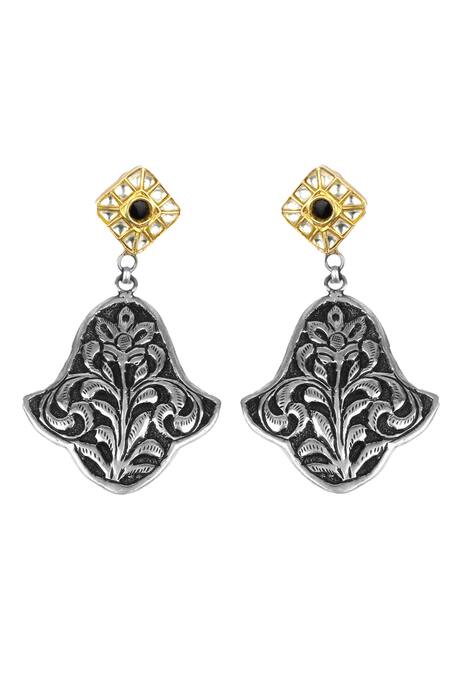 Buy_Sangeeta Boochra X Payal Singhal_Gold Plated Gota Patti Nisa Handcrafted Earrings _Online_at_Aza_Fashions